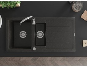 Mexen Andres - granitový drez 100,0x50,0cm, 1,5-komorový, čierna-zlatá, 6515101510-75