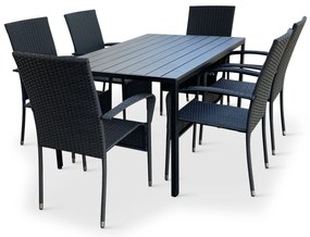Záhradný jedálenský set Viking L sivý + 6x ratanová stolička Paris KD