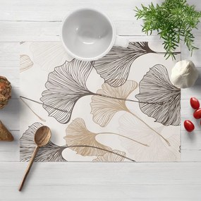 Biante Bavlnené prestieranie na stôl Sandra SA-411 Hnedé Ginkgo listy na bielom 30x40 cm