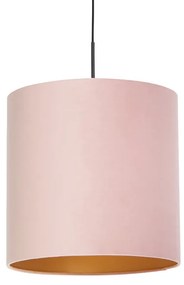 Závesné svietidlo s ružovým zamatovým tienidlom so zlatom 40 cm - Combi