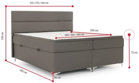 Čalúnená posteľ BASILIO, bez LED, 140x200 cm, sawana 21