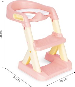 ECOTOYS detské WC sedátko s nastaviteľnými schodíkmi a mäkkým sedadlom, ružové