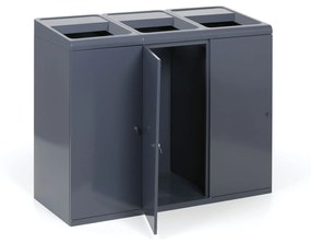 Odpadkový kôš na triedený odpad, 3x108 l, sivý
