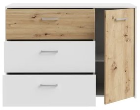Komoda s zásuvkami URO dub artisan/ biela