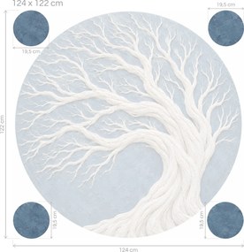 Reliéfny strom v modrom kruhu modré kruhové textilné nálepky na stenu do spálne arch 46 x 45 cm
