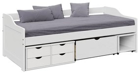 Posteľ s úložným priestorom, biela, masív, 90x200, MAXI NEW