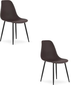 Set dvoch jedálenských stoličiek WAT tmavohnedý - čierne nohy (2 ks)