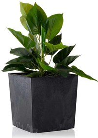 PLASTOVÝ KVETINÁČ FLORE 25X25 CM IMITÁCIA BETÓNU ČIERNA