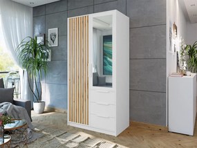 Šatníková skriňa Lily Lux D2, Farby: biela / biela + dub wotan, Nadstavec: nie