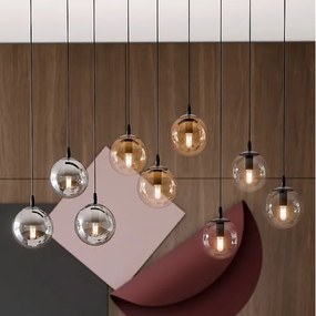 Luster na lanku COSMO 9xE14/10W/230V čierna/šedá/béžová/číra