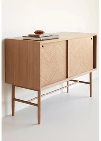 Komoda z dubového dreva Hübsch Herringbone, výška 70 cm