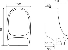 Mexen Owen, závesný pisoár 40x30x26 cm, čierna matná, 37074070