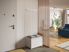 Nábytok do predsiene Konkor 60 + 2 kusy čalúnených nástenných panelov Pag 30x30, Farby: biela, Farba čalúnenia:: ekokoža Soft 011 (čierna)