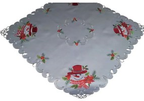 Vianočný sivý obrus s výšivkou snehuliaka Šírka: 85 cm | Dĺžka: 85 cm