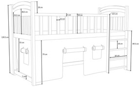 Detská vyvýšená posteľ z masívu borovice ARANKA - 200x90 cm - biela