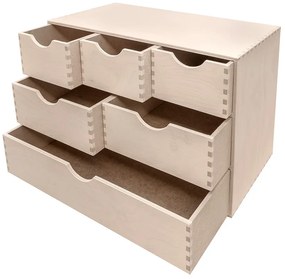 Zeller Present Drevený organizér so 6 zásuvkami na písacie a kancelárske potreby ZELLER 40 x 20 x 28 cm