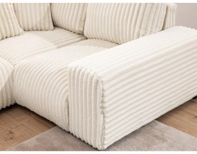 Krémová menčestrová rohová pohovka (pravý roh/do tvaru "U") Justin – Ropez