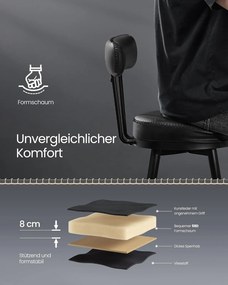 Kolekcia VASAGLE EKHO - Sada 2 ks barových stoličiek, otočné s operadlom, 76 cm, čierne