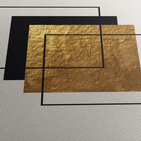 Obraz - Abstrakcia zlatá a biela N⁰1 (s hodinami) (90x30 cm)
