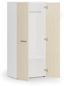 Kancelárska šatníková skriňa PRIMO WHITE, 1 polica, šatníková tyč, 1781 x 800 x 500 mm, biela/breza