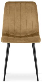 Set štyroch jedálenských stoličiek LAVA zamatové, hnedé / čierne nohy (4 ks)
