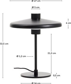 Čierna stolová lampa s kovovým tienidlom (výška 32,5 cm) Nuvira – Kave Home