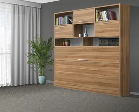 Nabytekmorava Sklápacia posteľ VS1056 MAX, 200x90cm farba lamina: dub sonoma tmavá/biele dvere, Varianta dverí: lesklé