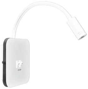 LED Flexibilná nástenná lampička s USB BASE 1xLED/8W + 1xLED/2W/230V biela