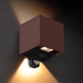 Brilagi - LED vonkajšie nástenné svietidlo so senzorom CUBE LED/6W/230V hnedé IP65