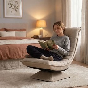 Otočné relaxačné kreslo – polohovateľné béžové kreslo