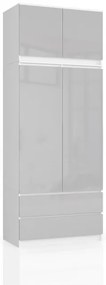 Skriňa s nadstavcom S 90 cm 2D 2SZ CLP metalická, lesk