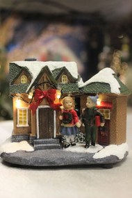 Svietiaca vianočná dekorácia domček 13cm