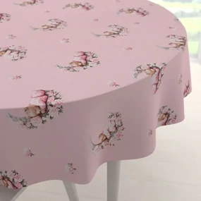 Biante Detský bavlnený okrúhly obrus Sandra SA-626 Spiace medvedíky na ružovom Ø 80 cm
