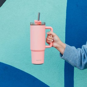 Nerezový termohrnček so slamkou Vibe Coral 880 ml