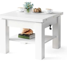 Rozkladací konferenčný/jedálenský stôl so zvíhacou doskou CALEB biela