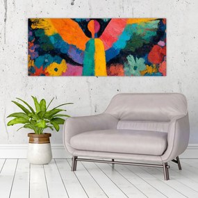 Obraz - Abstraktný anjel s kvetmi (120x50 cm)