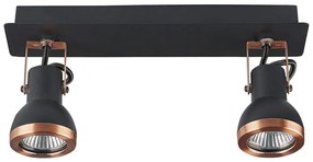 2-bodové kovové stropné svietidlo čierna/medená BARO Beliani