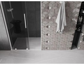 Mexen Velar L, posuvné sprchové dvere do otvoru 100 cm, 8mm šedé sklo, biela matná, 871-100-003-41-20