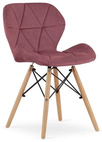 Supplies LAGO Jedálenská zamatová stolička - temná ružová farba