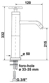 Reitano Rubinetteria, INDUSTRY stojánkova umývadlová batéria vysoká bez výpuste, výška 332 mm, chróm/čierna, 5102LTT