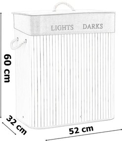 Rohový kôš na bielizeň 60 l bambusový biely