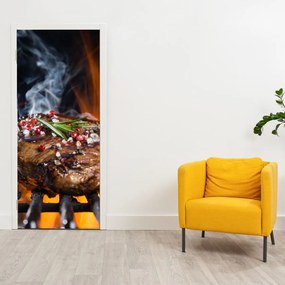 Fototapeta na dvere - Steak na grile (95x205cm)