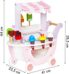 ECOTOYS drevený zmrzlinový vozík pre deti 3+ – 12-dielna magnetická sada