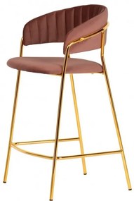 Barová stolička Goma ružová/zlatá