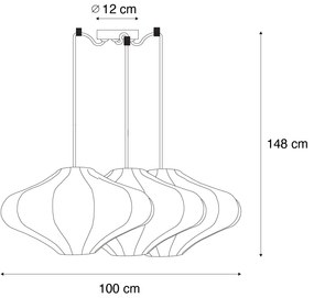 Inteligentné závesné svietidlo biele 50 cm 3-svetlá vrátane 3 Wifi G95 - Plu