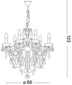 Ideal Lux - Krištáľový luster na reťazi FLORIAN 18xE14/40W/230V pr. 86 cm zlatá