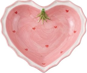 Ružová keramická miska v tvare srdca Sweet Hearts - 13*13*4 cm