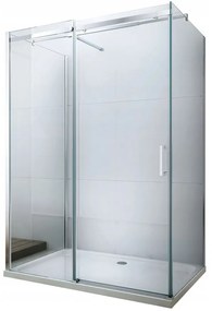 Mexen Omega, 3-stenný sprchovací kút s posuvnými dverami 130 (dvere) x 90 (stena) cm, 8mm číre sklo, chrómový profil, 825-130-090-03-00