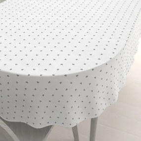 Biante Dekoračný oválny obrus Leona LN-008 Sivé srdiečka na bielom 130x200 cm