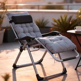 Polohovateľné skladacie záhradné lehátko s poduškou TDC01-BK čierna